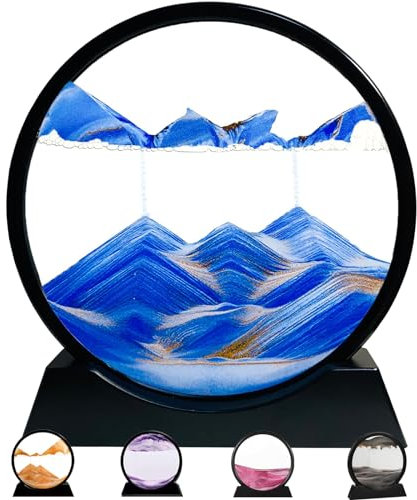 Sablier Decoratif, Sablier 3D, Sablier Liquide, Sablier Magique, Peinture de Sable, Cadeaux Sablier Deko Aesthetic pour Bureau Salon Bureau Adultes Enfants (Bleu 7)