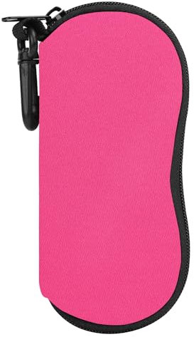 MoKo Brillenetui - [Ultra Lightweight] Neopren Reißverschluss Sonnenbrille Tasche mit Gürtelclip für Brillen, Rahmen, Tragbare Case für Schlüssel, Bleistifte, Karten - Magenta