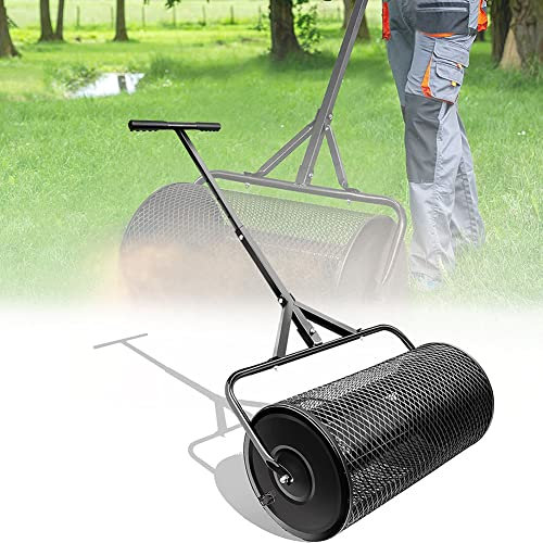 OSBELE Peat Moss Spreader, Lightweight Metal Mesh Manure Spreader With Adjustable T Shaped Handle for Planting & Seeding, Fertilizer Spreaders, Top Soil Spreader for Lawn and Garden