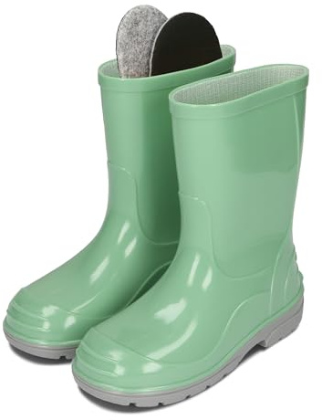 BeKiddy Bambini Stivali di Gomma da Pioggia Ragazze Ragazzi Rot Blau Grün Rosa 20-35 EU (Menta, 33)