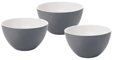 Qdesign - Lot de 3 Coupelles de 12,5 cm en Mélamine - Bols Matériau Neutre et Sain - Récipients de Cuisine Empilables - Idéal pour Accompagnements - Gris
