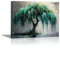 JOSUE Tableau Toile Arbre De Vie Paysage minimaliste Tableau Peinture Sur Toile,Vert, gris Peinture Art Moderne Artistique Salon Decoration Murale- 40x60cm Encadrée