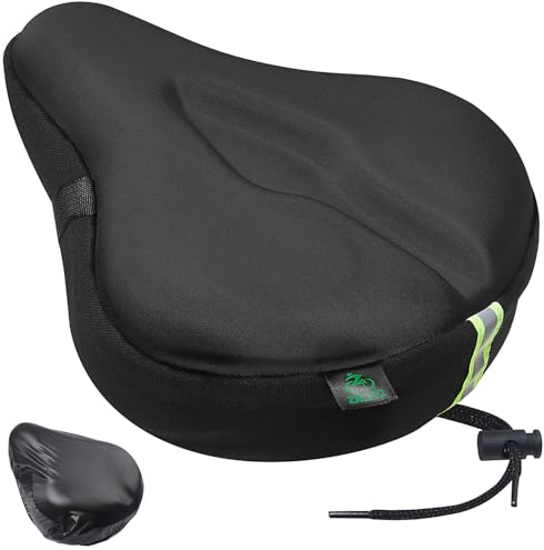 Zacro Bike Seat Cushion - Gel Padded Bike Seat Cover for Men Women Comfort, Extra Soft Exercise Bicycle Seat Compatible with Peloton, Outdoor & Indoor Bike Saddles(Large, Black)