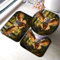 LOLEIA 3 Teilig Badematten Set Eule Flauschige Mikrofaser Wohnzimmer Badezimmerteppich Wald rutschfeste Waschbar Badteppich U FöRmiger Konturteppich Toilettendeckel 40x60