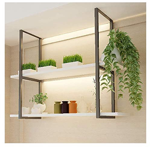 Generic Hanging Pot Rack Shelf, Ceiling Pan Kitchen Bar Storage Display Metal Wood Iron Plant Hanger Flowerpot Rack Suspended Shelving