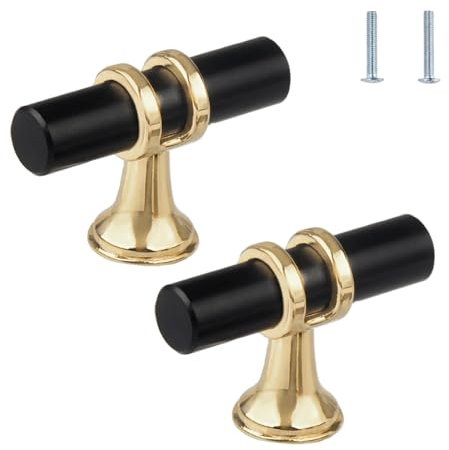 Yomiro 2 Stück Schrankgriffe Möbelknöpfe, Küchenschrank Griffe, Edelstahl Möbelgriffe, Metall Griffe für Küchenschränke, Griffe Möbel Türgriff Küche, Schwarz(Einzelloch)