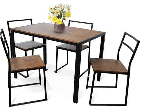 DIVCHI 5 Piece Dining Room Set Modern Dining Table And Chairs Set Of 4 Breakfast Bar Table And Chairs With Metal Legs And Shelf Storage For Kitchen