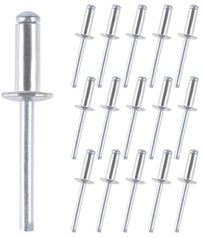 150 Pièces Rivets Aveugles, 4,8 x 16 mm Rivets Pop Blanc Rivets Plaque Immatriculation pour Métal, Bois, Plastique