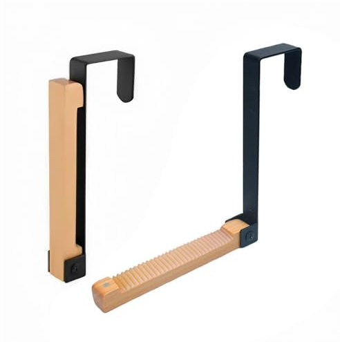 AUSTUFF 2PCS Foldable Over Door Hanger - Black Coat Hanger Hooks for Hanging Clothes, Towels, Coats, Backpacks, Hats