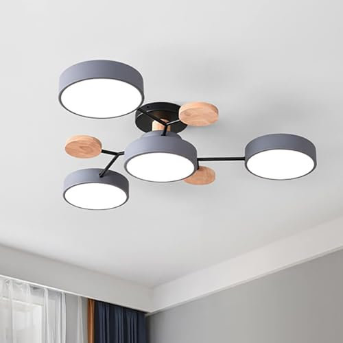 TONGNIDA Plafonnier LED, plafonnier divisé à 4 lumières avec variateur tricolore en option, éclairage d'entrée élégant, éclairage de porche (gris)