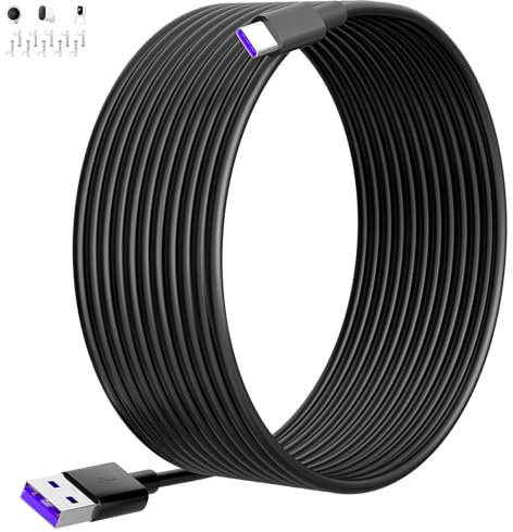 ACAGET 8M Extra Long Câble USB Type-C pour Mi Camera 2K Magnetic Mount, Power Extension Cables Security Cameras Câble USB Type-C pour Mi Wireless Outdoor Security Camera 1080p,Noir