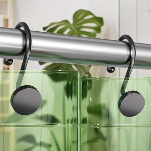 12 Anillos de Cortina de Ducha de Metal,Ganchos de Metal antióxido,Anillos antióxido para Cortinas de baño,Durable Ganchos de Cortina Resistentes para Cortinas de baño y Barras de Cortina (Negro)