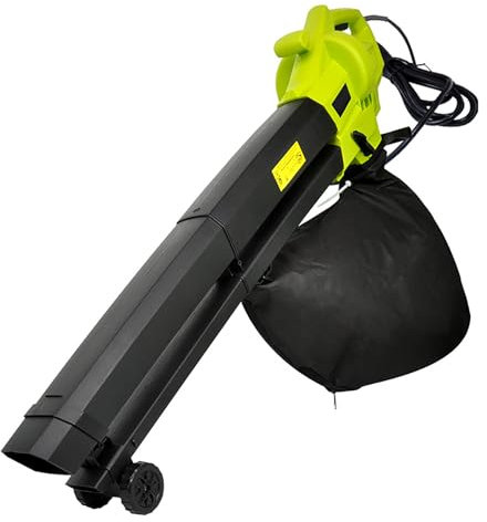 Souffleur et aspirateur à feuilles moderne, souffleur 3000 W avec sac de collecte de 40 L, câble de 5 m, roues et sangles pour enlever les feuilles, les débris et les déchets des jardins, terrasses