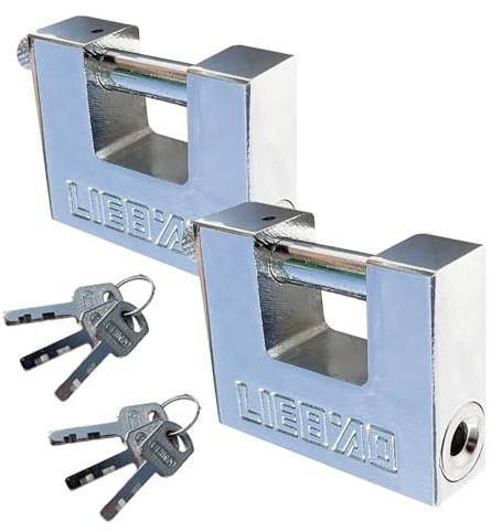 2 Stück Vorhängeschloss mit Schlüssel, Schwerlast Container-Schloss, Bohrschutz-, Einbruchschutz-Zylinder für Garage, Schuppen, Spinde, Container (100mm)