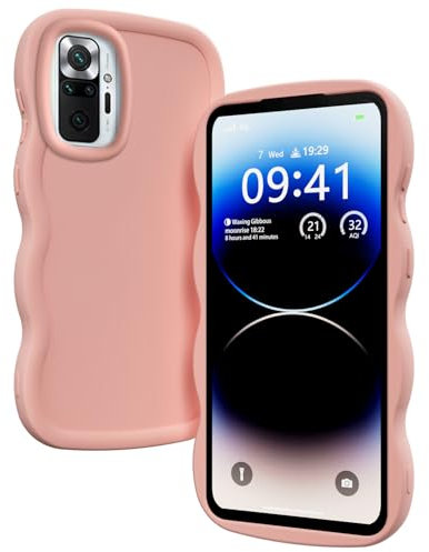 XINYEXIN Funda para Xiaomi Redmi Note 10 Pro 4G, Carcasa Marco de Ondas Forma Rizado Linda Silicona Líquida Antigolpes Bumper Case Cover - Rosado