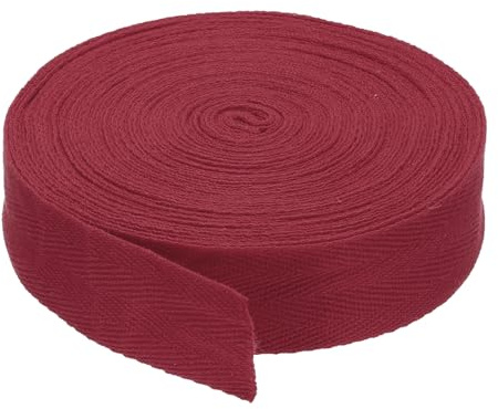 PATIKIL 1/2.5cm Baumwollköperband 10 Yards Baumwollband Schrägband Herringbone Webbing Trim für Nähen Geschenkverpackung Handwerk DIY Dunkelrot