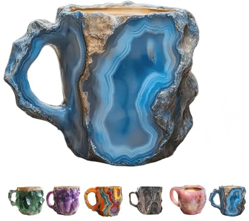 KHEALING Mineral Crystal Coffee Mugs, Christmas Coffee Mugs, Natural Crystal Coffee Mugs, Coloured Crystal Christmas Mugs, Home Office (Sky Blue) (Product Style Random)