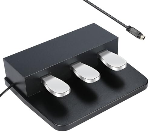 Portable 3-Pedal Unit For Electric Pianos Keyboards, Soft & Sostenuto & Damper Sustain Pedal, Anti-Slip 3 Pedal Board Compatible With Yamaha P85 P95 P48 P105 P115 Digital Pianos Keyboards (Black)