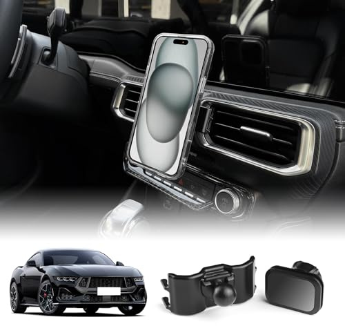 KUNGKIC Auto-Telefonhalterung Einstellbare Auto-Telefonhalterung Kompatibel mit Ford Mustang 2024 2025 Zubehör Innenraum 360° Rotation Schwarz (Haftmagnet)