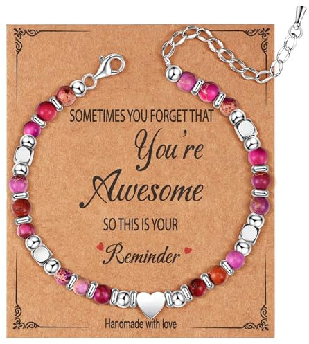 Dochais Damen Armband Silber 925, Natürlichen Heilsteine Armband Geschenke für Frauen Mädchen Armbander Geburtstagsgeschenk Edelsteinen Perlenarmband Damen