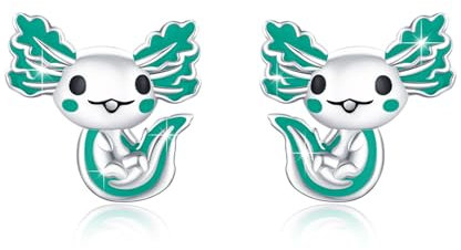Axolotl Ohrring 925 Sterling Silber Süße Grün Axolotl Ohrstecker Hypoallergen Axolotl Schmuck Geschenke für Mädchen Frauen