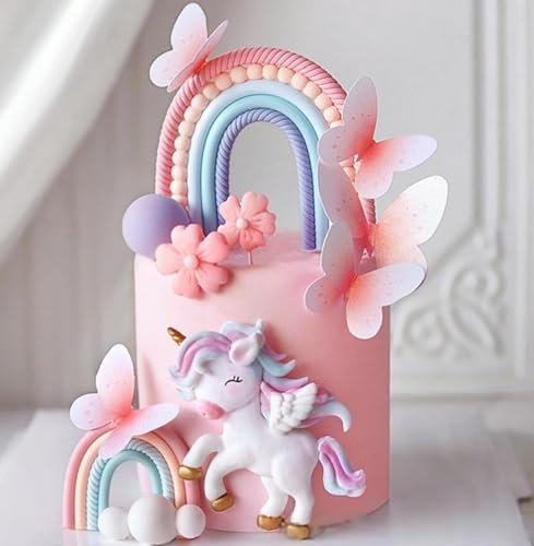 Pony Unicorn Cake Decoration Pony Rainbow Cake Topper Unicorn Party Favors Rainbow Birthday Decoration Birthday Cake Decoration for Girl