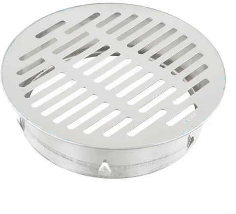 Couvercle de vidange de sol en acier inoxydable 304 rond et plat anti-obstruction pour salle de bain, douche, cuisine, terrasse, jardin, balcon, système de drainage extérieur, argenté (50 mm)
