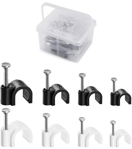 Cable Nails Clips 400 Pcs, 6mm 7mm 8mm 10mm Kit, U Staple Wall Clips Clamps