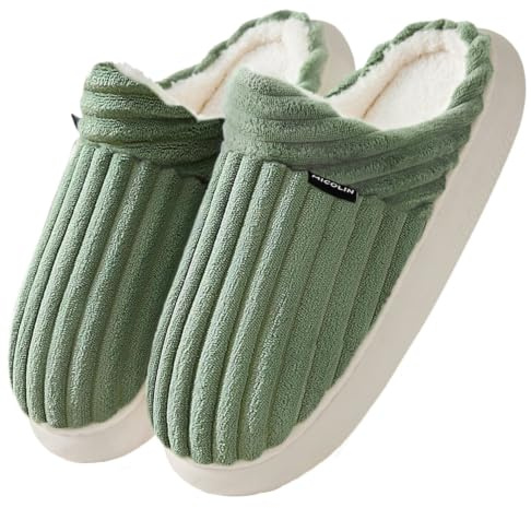 Donpapa Zapatillas de Casa Mujer Hombre Invierno Memory Foam Pana Pantuflas | Con Forro de Peluche, Cálidas y Cómodas, Suave y Confortable, Antideslizante, Interior y Exterior