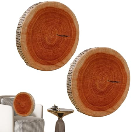 Byuexhp Baumstamm Kissen Set 2 Stück, 39 cm Realistisches Holzoptik Rundkissen, Weiches Dekokissen im Baumstamm Design für Sofa, Schlafzimmer, Camping und Wohnzimmer