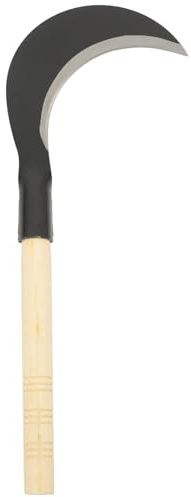 Sichel mit Langem Stiel 47x17x3cm aus Manganstahl zum Jäten | Edelstahl und Holz, Komfortabler Griff, Präzise Ausbalanciert, für Gartenarbeit und Unkraut Zufälliger Stil