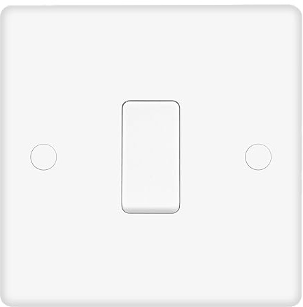 EVOGES Vector 20A Double Pole Switch – White Gloss Single Plate, High-Load Isolator for Water Heaters, Fans & Fixed Appliances, Includes Fixing Screws & Screw Caps, UK Standard Wall Mount