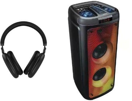 BLAUPUNKT DJ Outdoor Set mit 300W Bluetooth Lautsprecher und Kopfhörer kabellos Bluetooth Over Ear – Partybox mit LED, FM, USB, AUX & Mikrofon