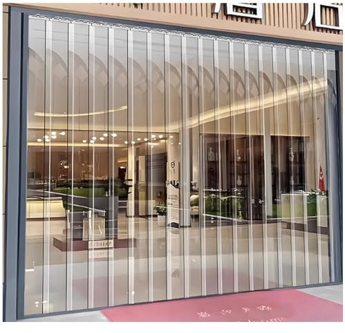 Rideaux à lanières en PVC Transparent，Rideau à Lanières en Plastique Transparent，Isolant Porte Convient Entrepôts Usines Supermarchés Vinyle Robuste Épaisseur(W105xH260cm/41.34x102.3in)