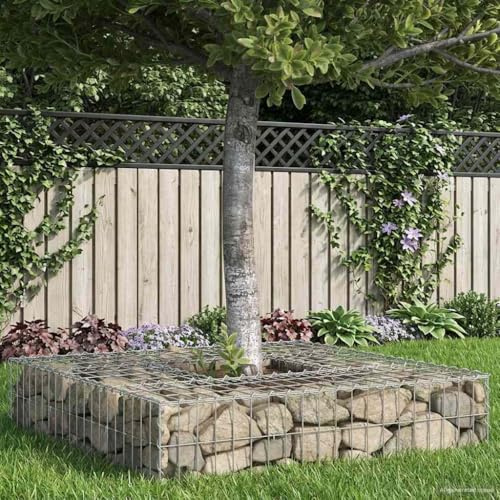 Gabionen Hochbeet Silber 100 x 100 x 20 cm verzinkter Stahl wühlmausgitter volierendraht gitter maschendraht mäusegitter maschendrahtzaun wetterbeständig robust für Garten und Terrasse