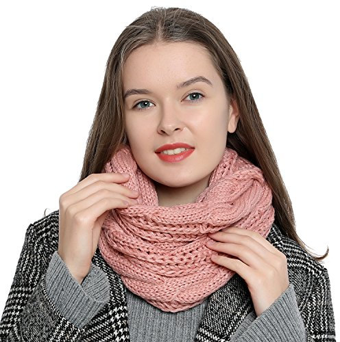 DonDon Loop Schal Damen Winter Schlauchschal Winterschal Wollschal warm und weich rosa