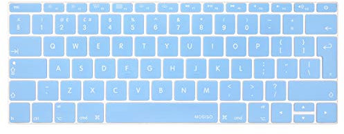 MOSISO Keyboard Cover Protective Skin Compatible with MacBook Pro 13 inch 2017 2016 Release A1708 without Touch Bar & Compatible with MacBook 12 inch A1534 (EU Layout), Airy Blue