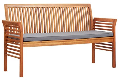 vidaXL Akazienholz Massiv Gartenbank 3-Sitzer mit Kissen Sitzbank Holzbank Parkbank Gartenmöbel Balkonbank Terrassenbank Bank 150cm