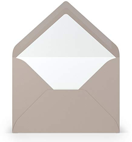 PAPERADO 50 Briefumschläge DIN B6 Taupe gerippt Hell-Braun Schlamm - 100 g/m² Kuvert Ohne Fenster 17,8 x 12,5 cm - Umschläge mit Nassklebung spitze Klappe