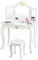 COSTWAY Kinder Schminktisch mit Hocker und Abnehmbarer Spiegel, Mädchen Frisiertisch Holz, Kindertisch mit Schublade, Spiegeltisch 80x42x105cm (Weiß)