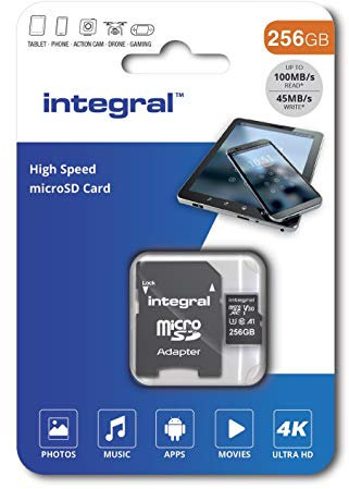 Integral INMSDX256G-100V30 256GB MICRO SD CARD MICROSDXC UHS-1 U3 CL10 V30 A1