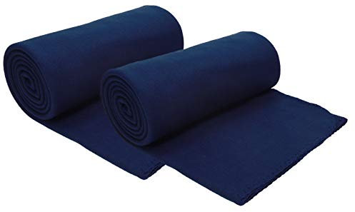 Betz 2 Stück Fleecedecke Kuscheldecke Wohndecke in Größe 130x170 cm Qualität 180 g/m² Farbe dunkelblau