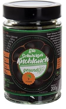 gesundo BIO Schwarzer Knoblauch - Fermentiert - Geschält - 200g im Glas