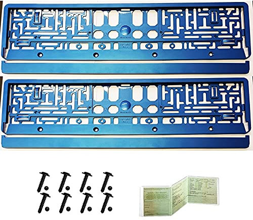 Kennzeichenhalter BLAU Hochglanz Lack 2 Stück inkl. Befestigungsmaterial