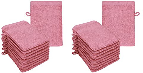 Betz Lot de 20 Gants de Toilette Premium Taille 16x21 cm 100% Coton Couleur Vieux Rose