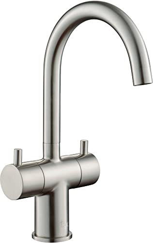Ben Lavion schwenkbare Waschtischbatterie Edelstahl-Look - Wasserhahn Bad Mischbatterie für Waschbecken, Waschtischmischer Komplett mit Installationszubehör