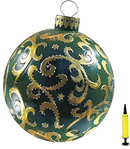 Settoo Decoración navideña hinchable de 60 cm, de PVC, bolas de Navidad personalizadas, con cilindro inflador