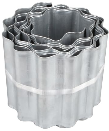 Windhager Rasenkante Classic gewellt, aus verzinktem Stahl, 5 m x 16 cm, Beetumrandung, Beeteinfassung, Beetabgrenzung, Mähkante, individuell formbar, beliebig verlängerbar