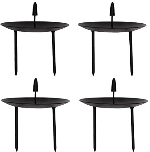 4 x Kerzenhalter schwarz Metall stabil D=10,2 cm Kerzenpick Adventskerzenhalter Stumpenkerzen Adventskranz 4 Stück
