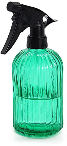 OFFIDIX Glassprühflasche, Grüne Handdruckpflanze Mister 0.4L Wassersprüher Gießkanne mit Verstellbarer Düse für Garten, Pflanze, Reinigung